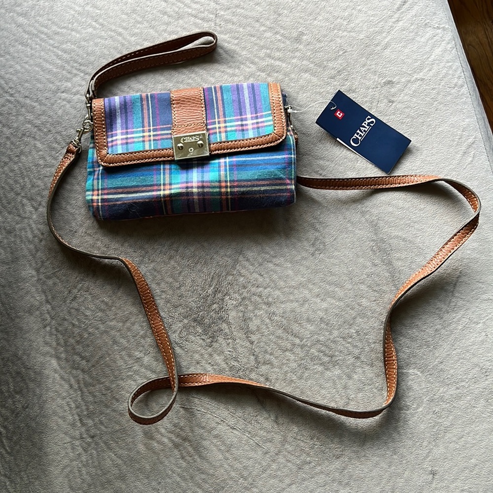 Chaps Crossbody Purse Flannel 5/$25